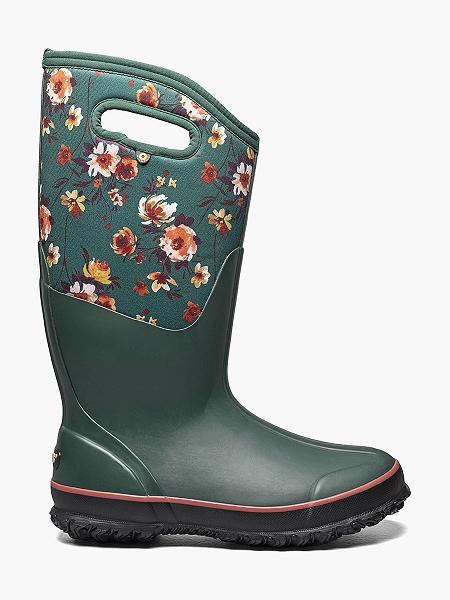 BOGS Boots Deutschland - Classic Tall Painterly Farmstiefel Damen Emerald Multi DE67852